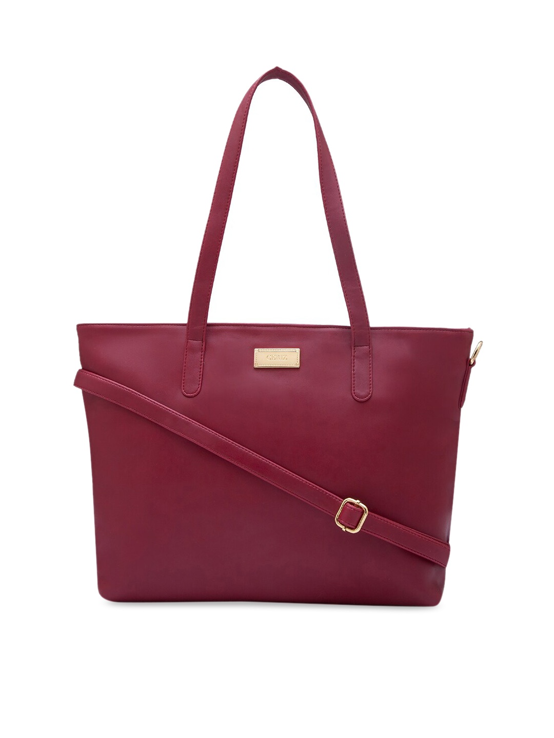 

CERIZ Burgundy PU Shopper Tote Bag