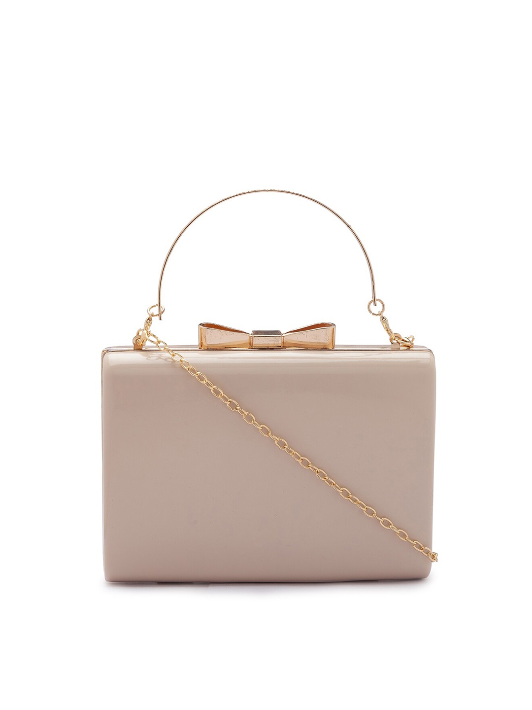 

CERIZ Beige & Gold-Toned Bianca Box Clutch