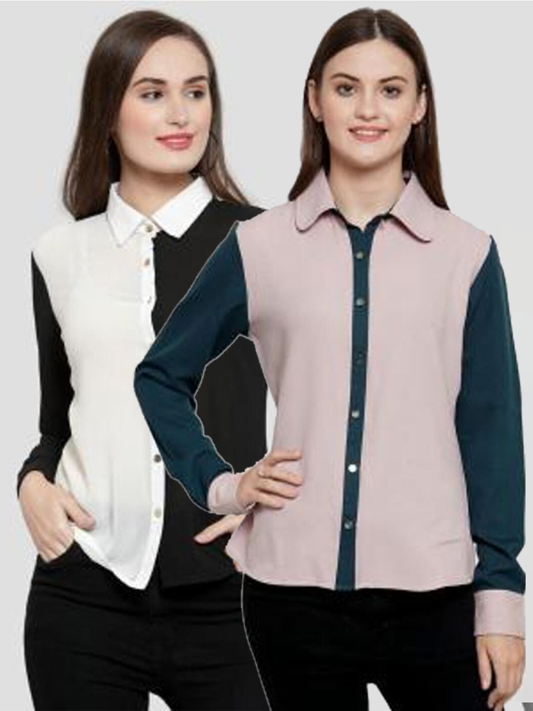 

armure Women Pack of 2 Colourblocked Casual Shirt, Multi
