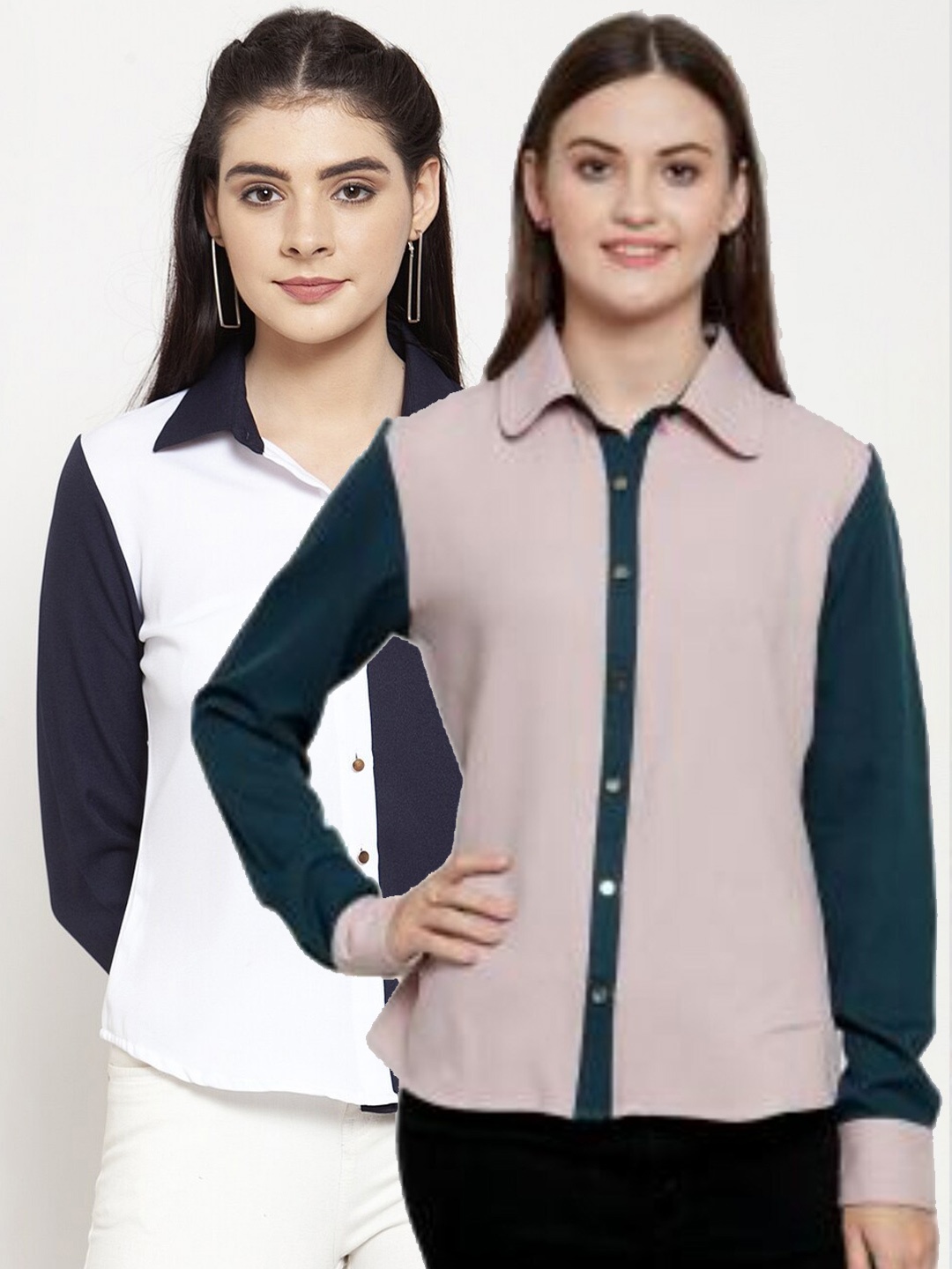 

armure Women Pack of 2 Colourblocked Casual Shirt, Multi