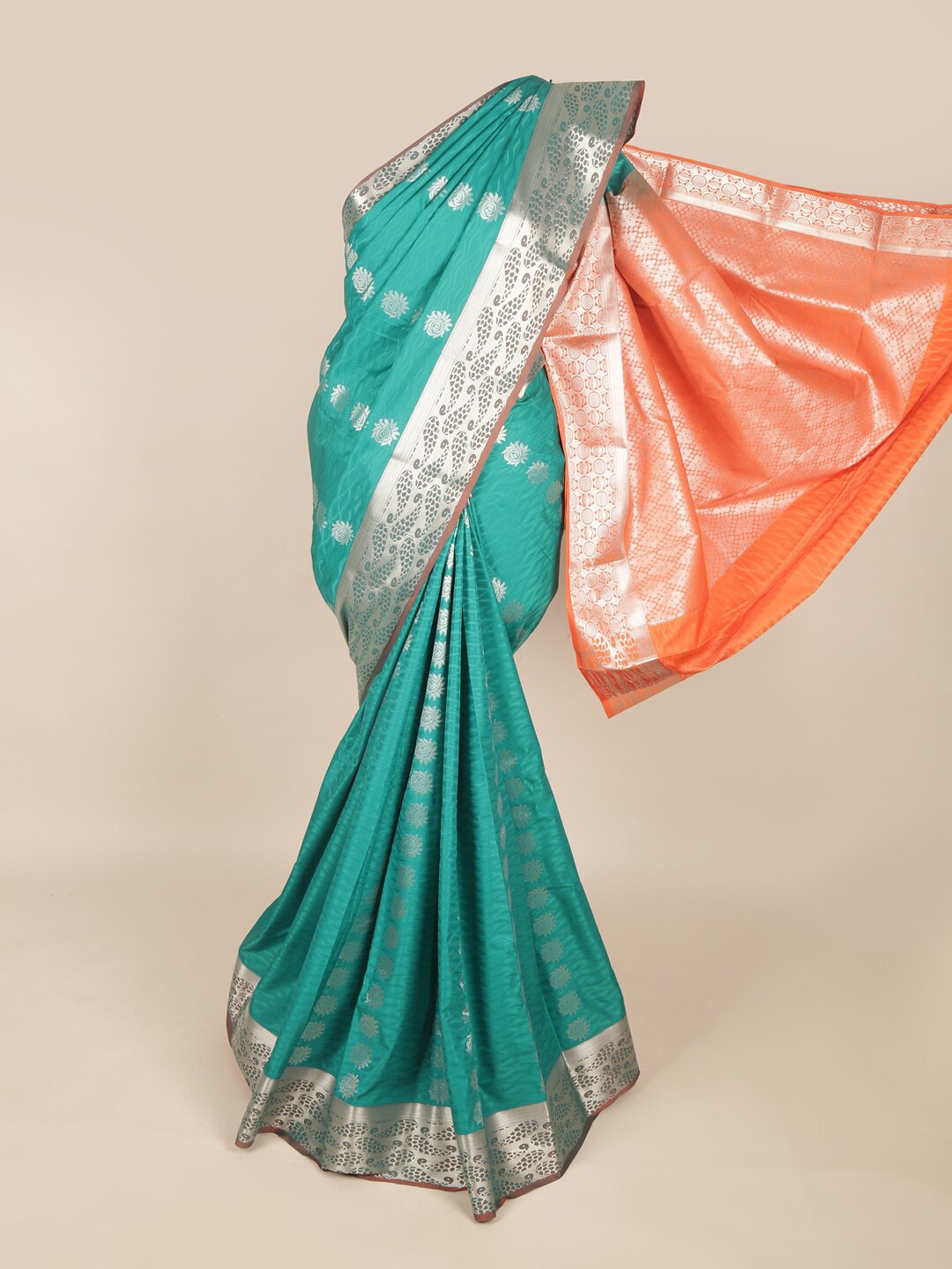 

Pothys Green Ethnic Motifs Art Silk Saree