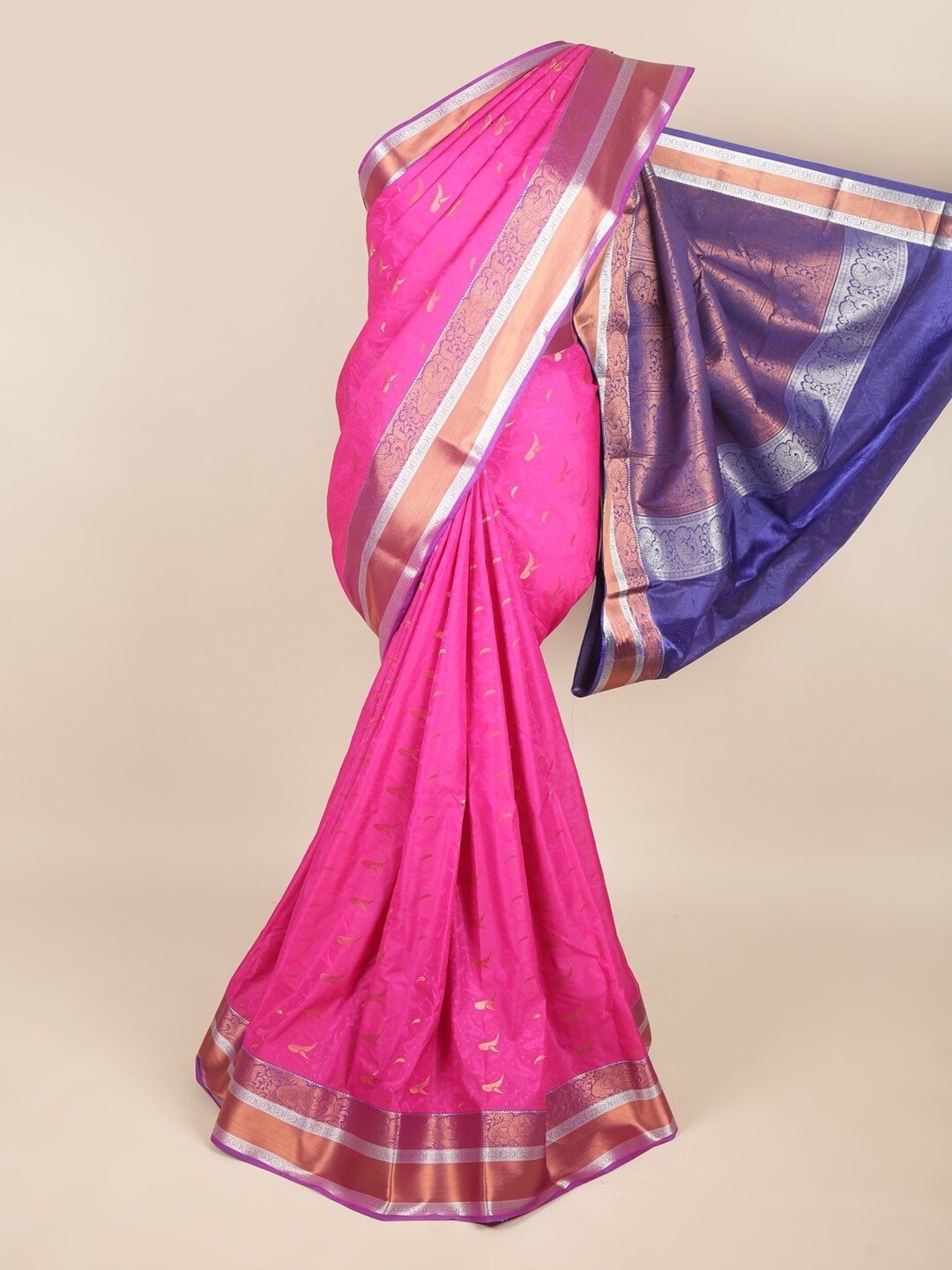 

Pothys Pink & Blue Woven Design Zari Art Silk Saree