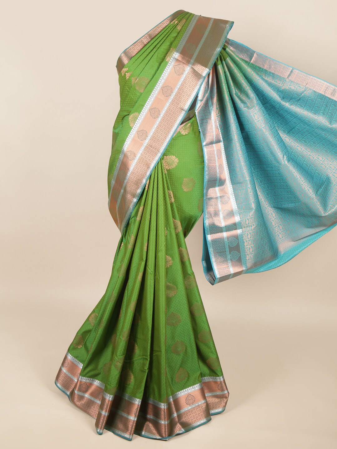 

Pothys Green & Blue Floral Art Silk Saree