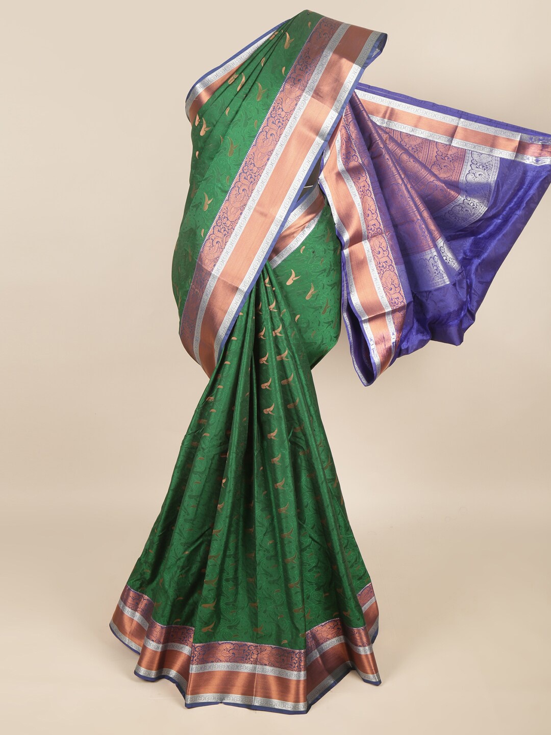 

Pothys Green & Blue Ethnic Motifs Art Silk Saree