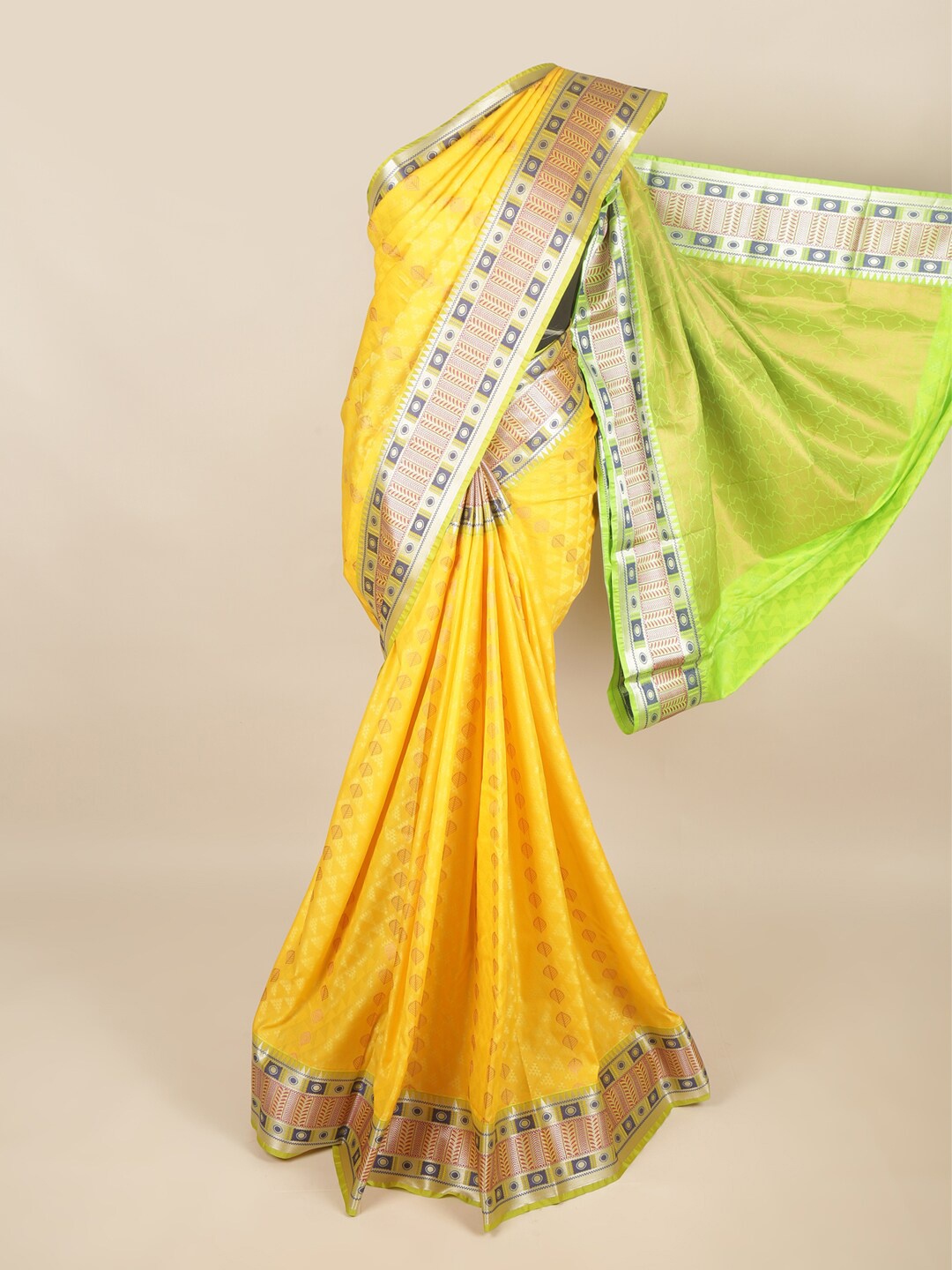 

Pothys Yellow & Green Woven Design Art Silk Saree