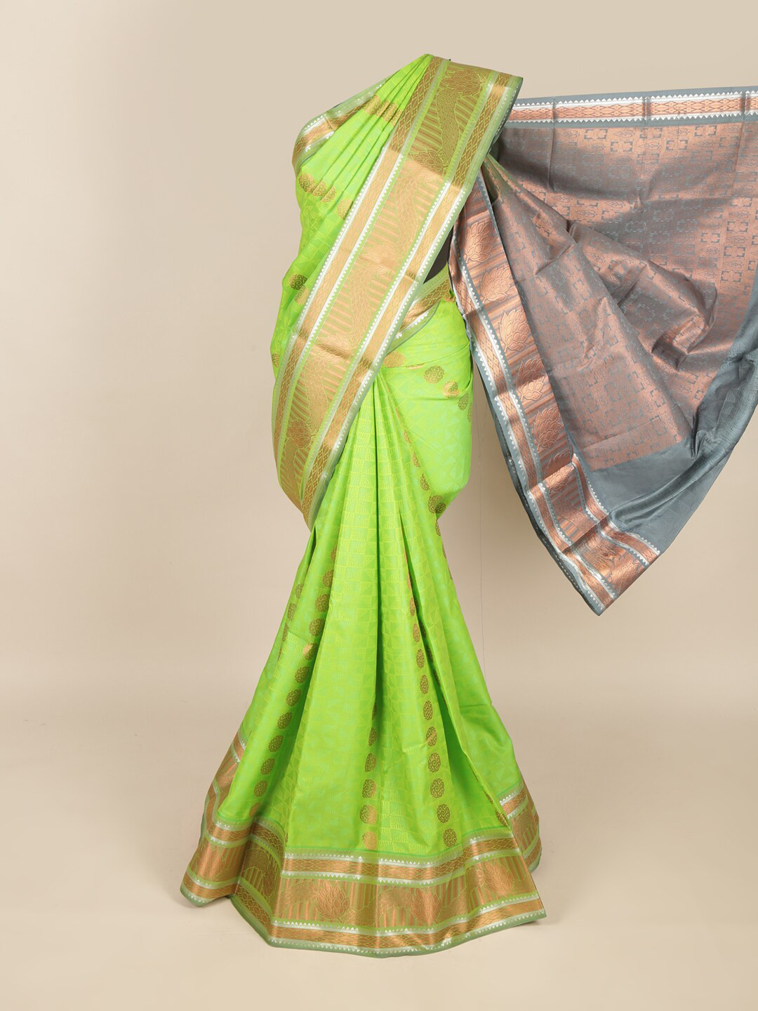 

Pothys Green & Blue Floral Art Silk Saree