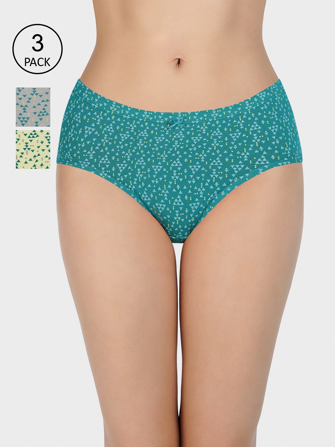

Amante Women Pack Of 3 Printed Mid-Rise Hipster Briefs PPK43105, Grey
