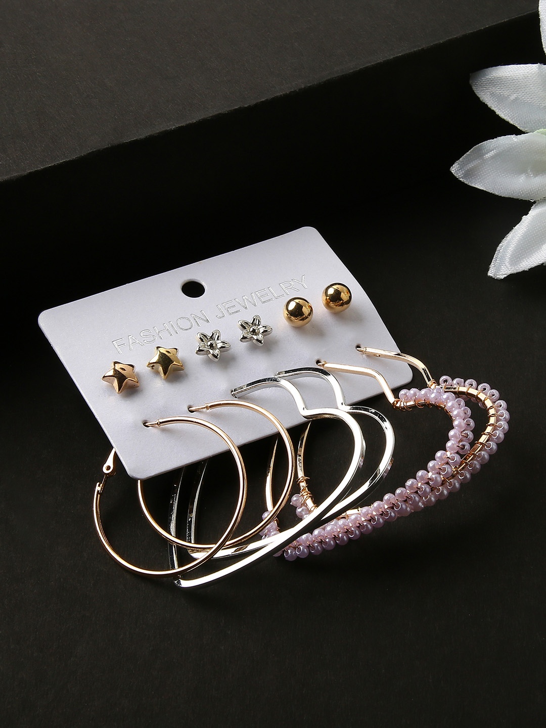 

justpeachy Gold-Toned & Silver-Toned Contemporary Hoop Earrings