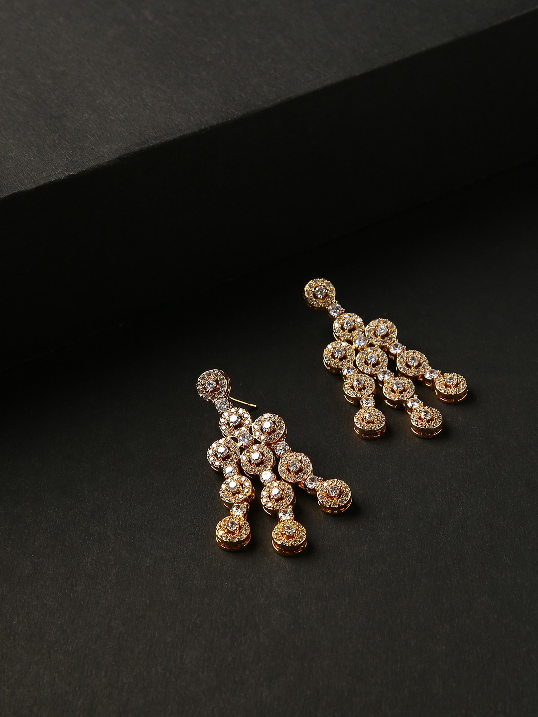 

justpeachy Gold-Toned Contemporary Drop Earrings