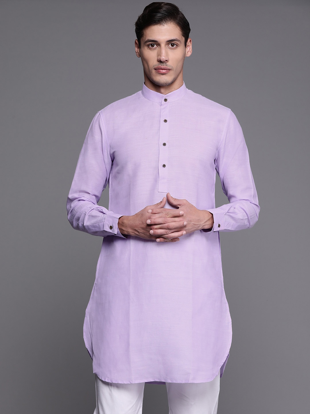 

Manu Men Lavender Solid Kurta