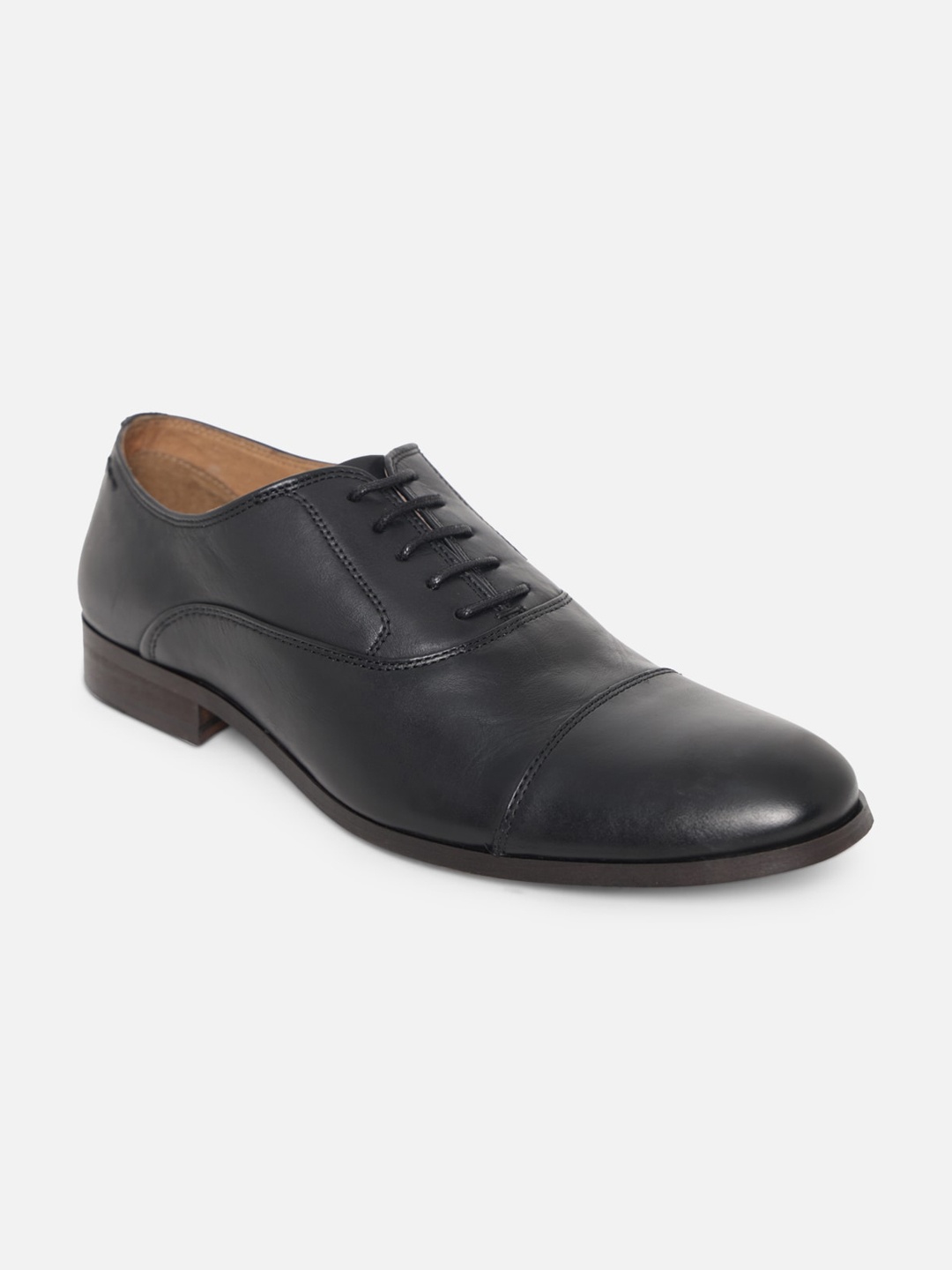 

ALDO Men Black Solid Leather Formal Oxfords