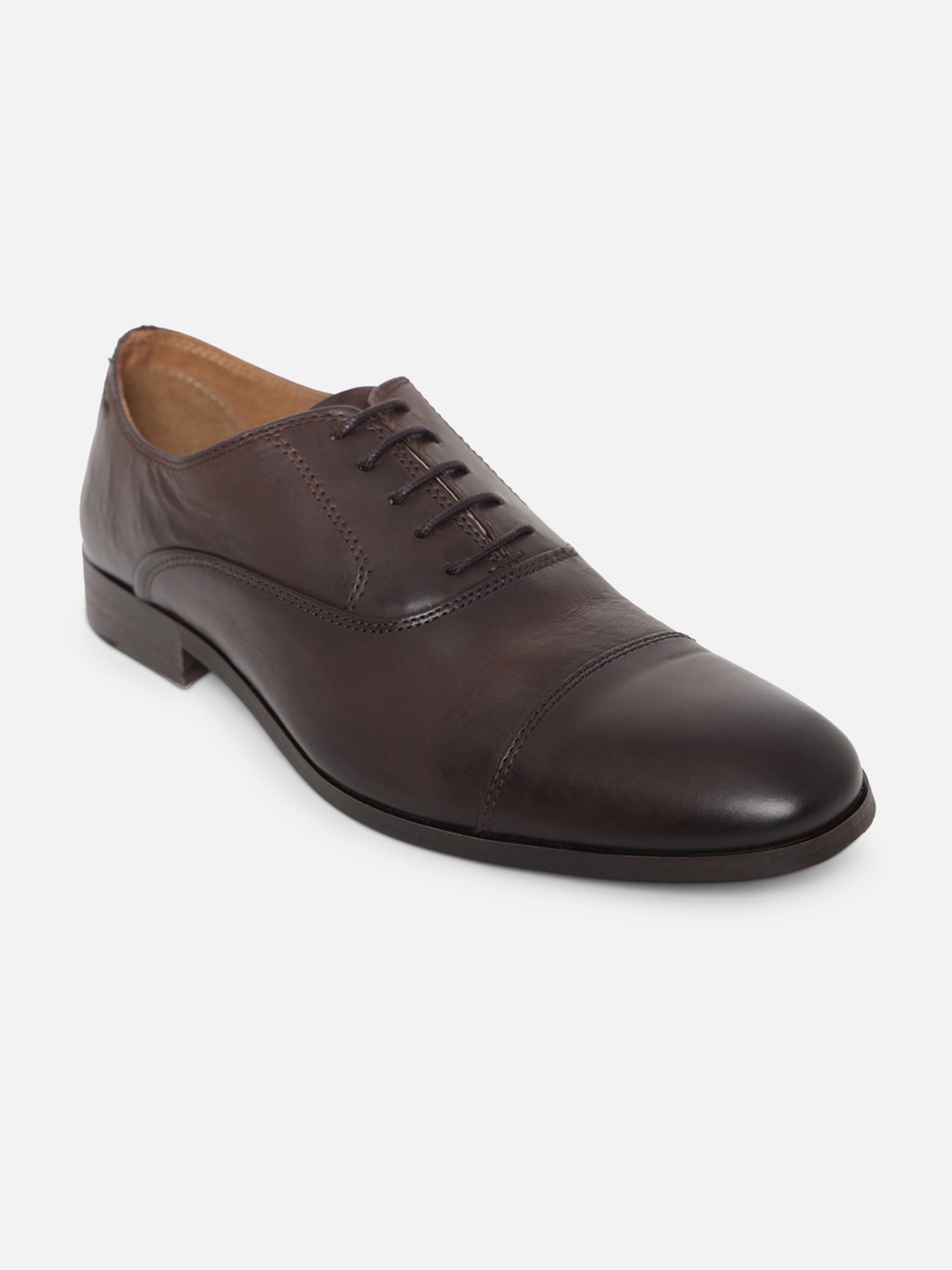 

ALDO Men Brown Solid Leather Formal Oxfords