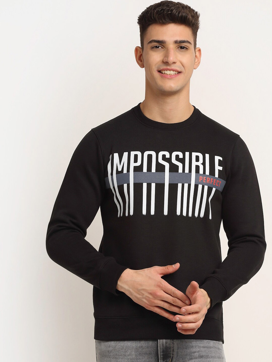 

Rodamo Men Black Printed Sweatshirt