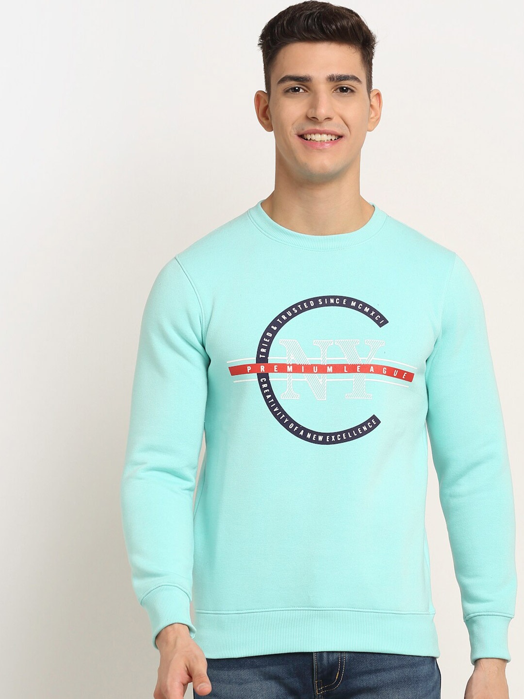 

Rodamo Men Blue Printed Sweatshirt