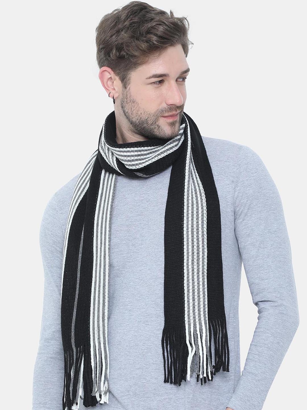 

FabSeasons Unisex Black & White Striped Muffler