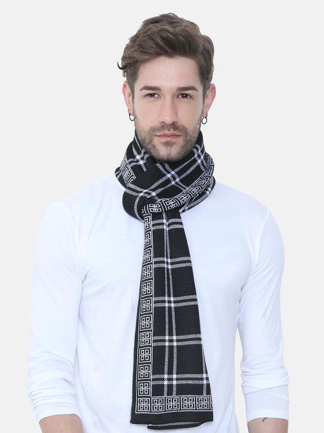 

FabSeasons Unisex Black & White Checked Muffler