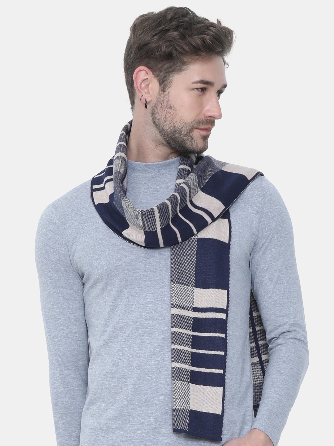 

FabSeasons Blue & White Striped Winter Muffler