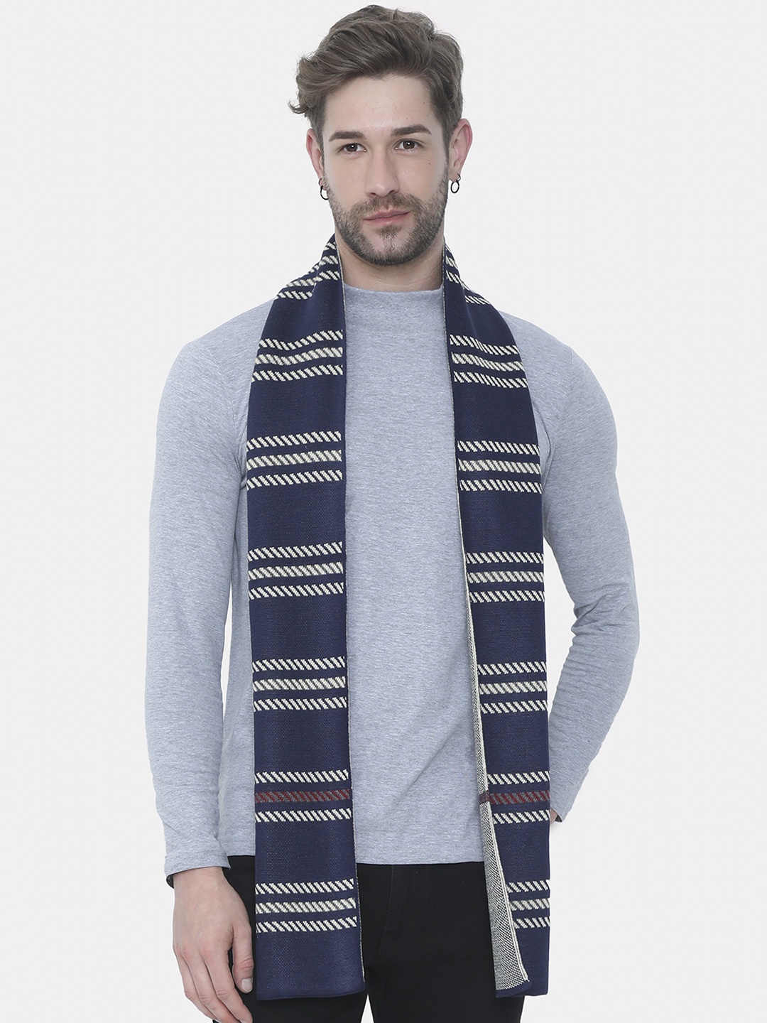 

FabSeasons Unisex Navy Blue Checked Acrylic Muffler