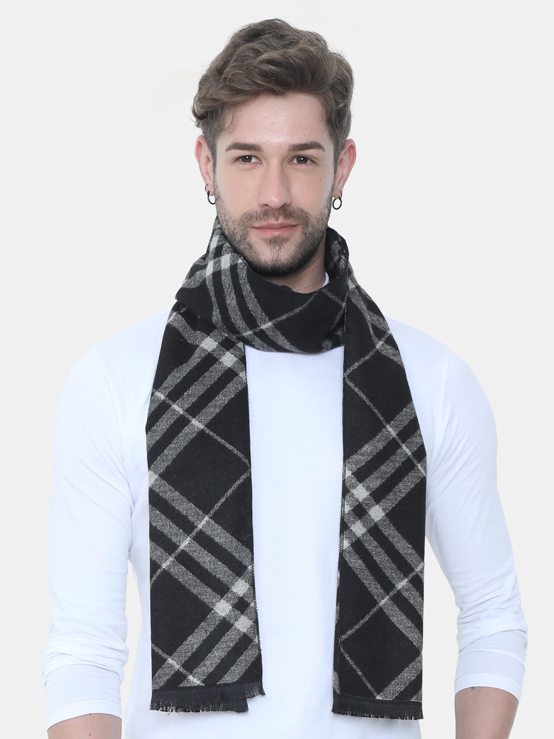 

FabSeasons Unisex Black & White Checkered Muffler