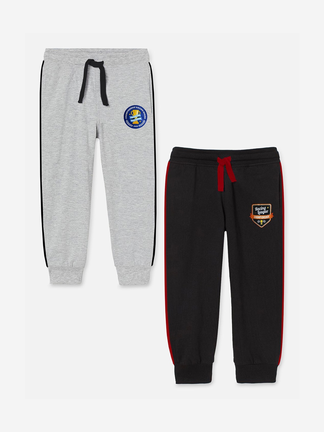 

Miss & Chief Kids Pack Of 2 Solid Pure Cotton Joggers, Black