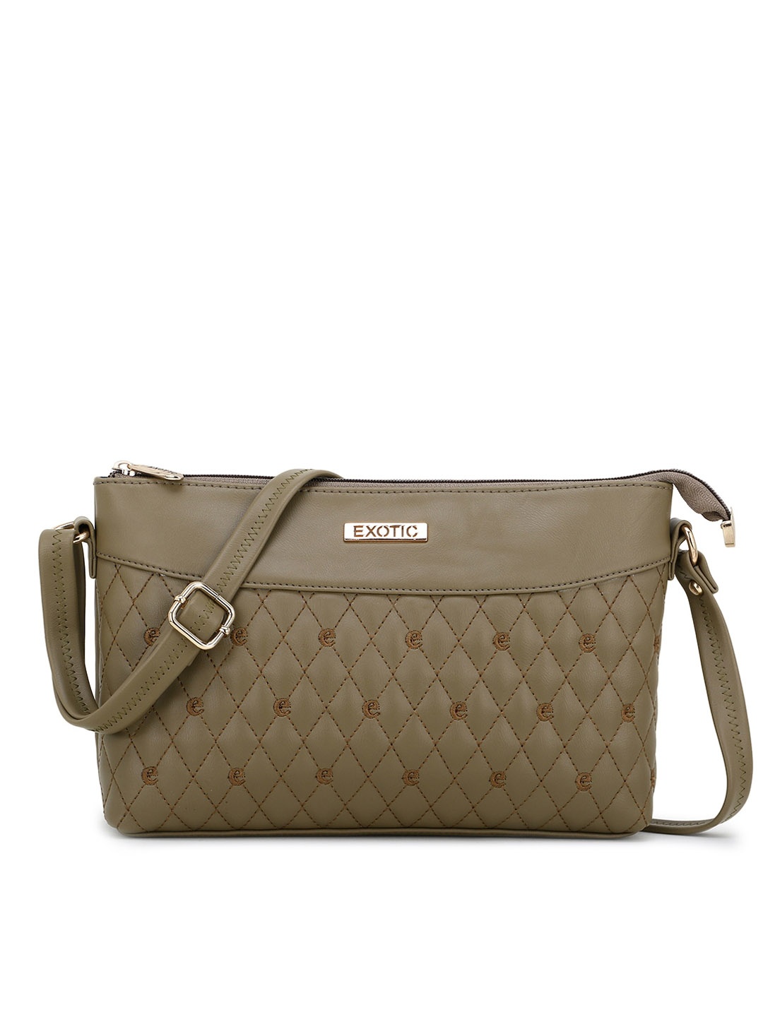 

Exotic Olive Green PU Structured Quilted Sling Bag