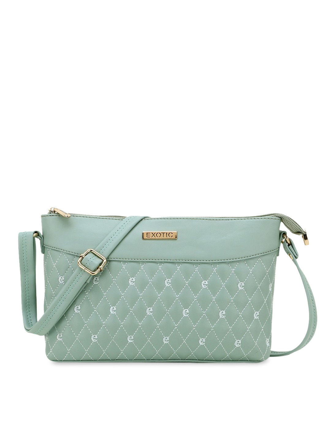 

Exotic Green Structured Quilted Sling Bag