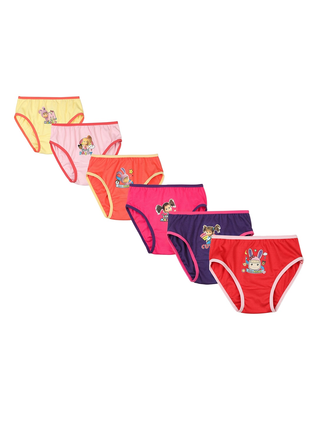 

Red Rose Girls Pack Of 6 Printed Snug-Fit Cotton Briefs