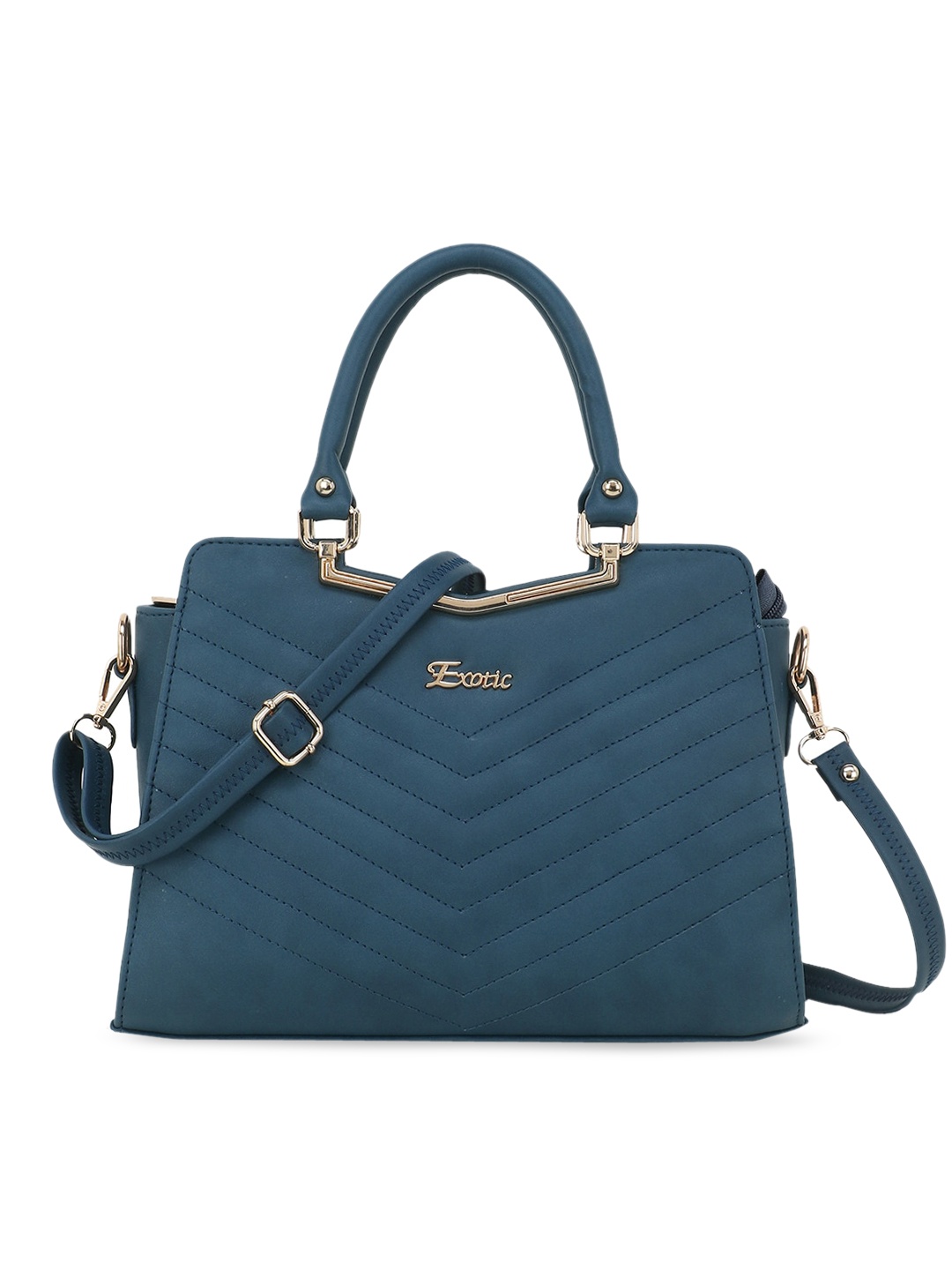

Exotic Blue PU Structured Quilted Handheld Bag