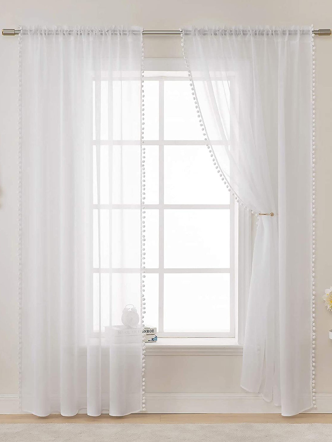

URBAN SPACE Set of 2 White Long Door Curtain