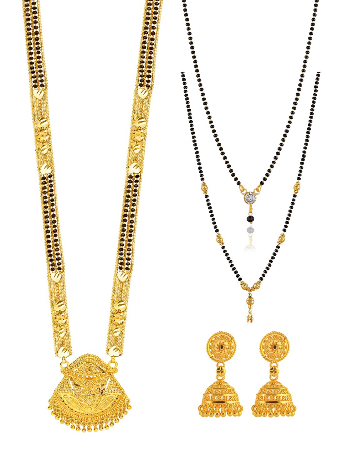 

Brandsoon Gold-Plated & Back Beaded Mangalsutra Set