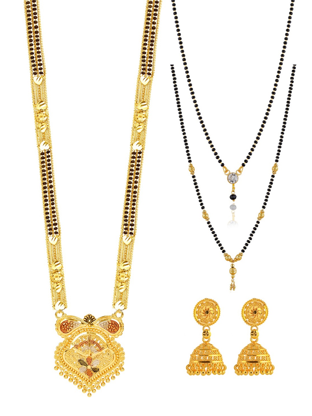 

Brandsoon Gold-Plated & Black Beaded Jewellery Set