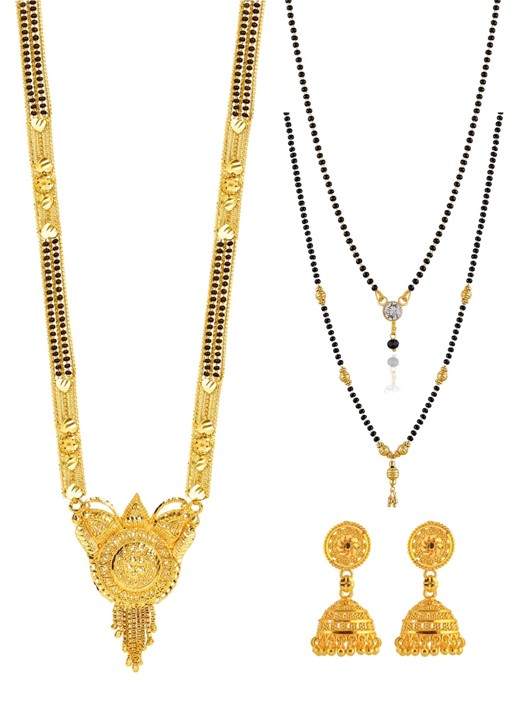 

Brandsoon Gold-Plated & Black Beaded Jewellery Set