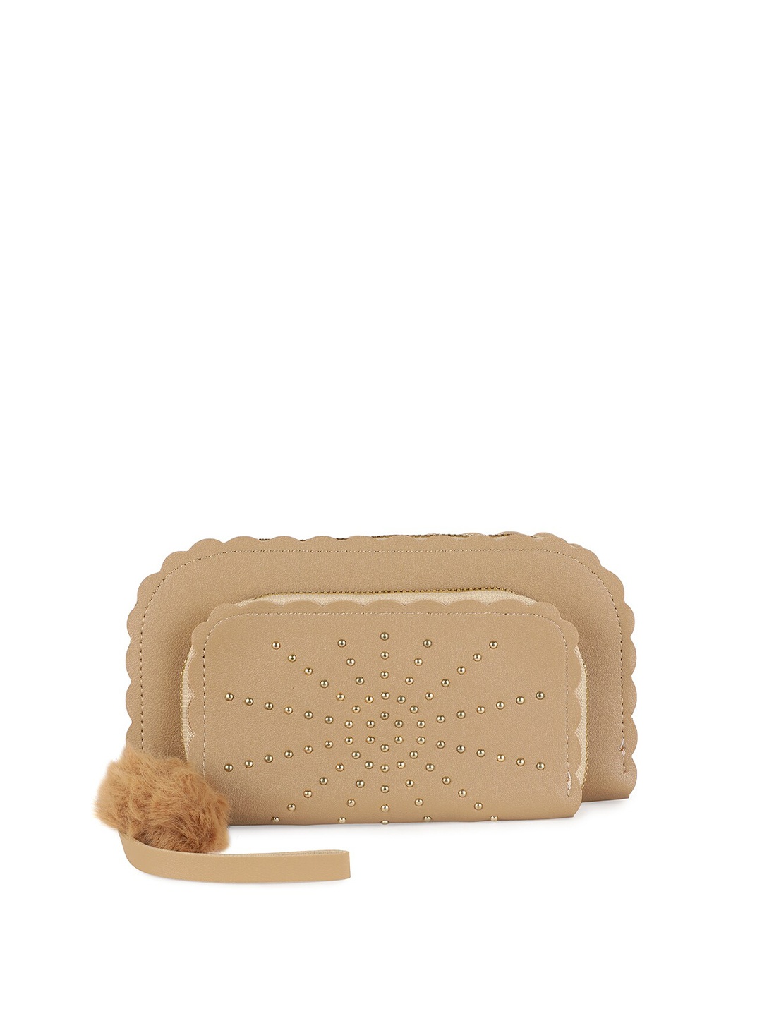 

ZEVORA Women Brown Textured Double Zip Wallet
