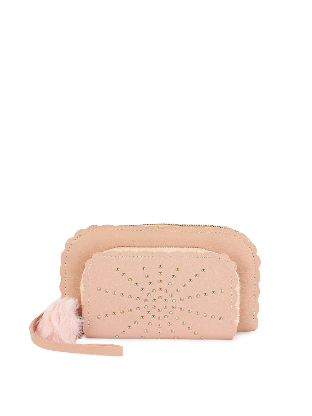 

ZEVORA Women Embellished Zip Around Wallet, Beige