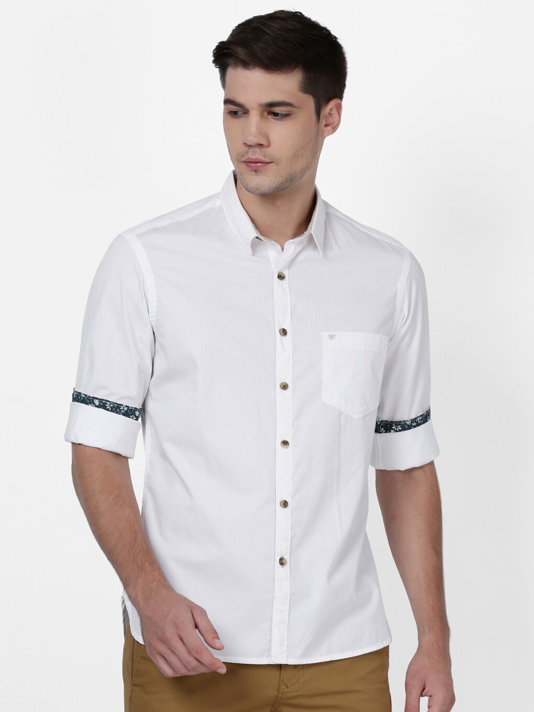 

t-base Plus Size Men White Cotton Casual Shirt