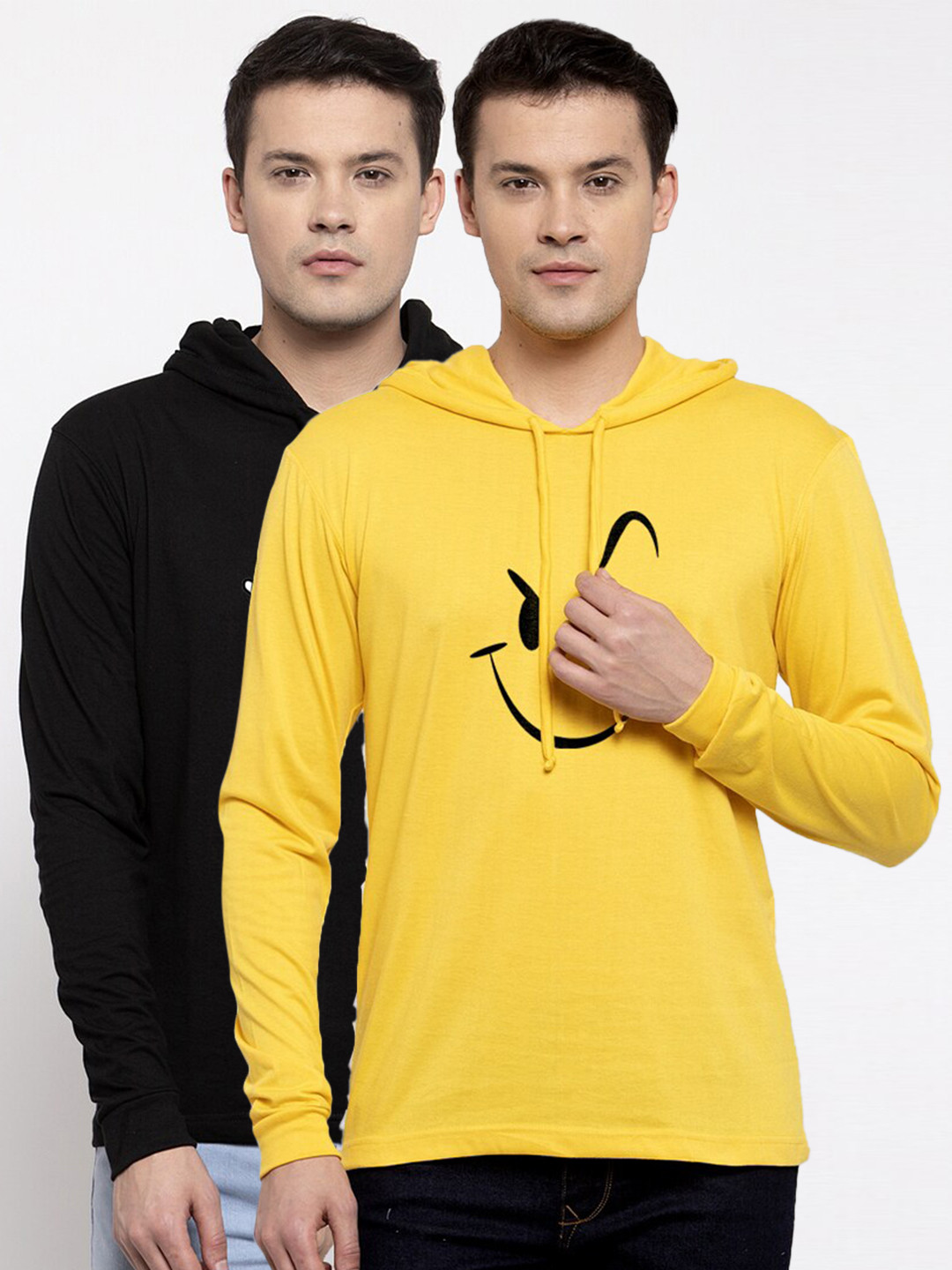 

Friskers Men Pack Of 2 Printed Pure Cotton T-shirt, Black