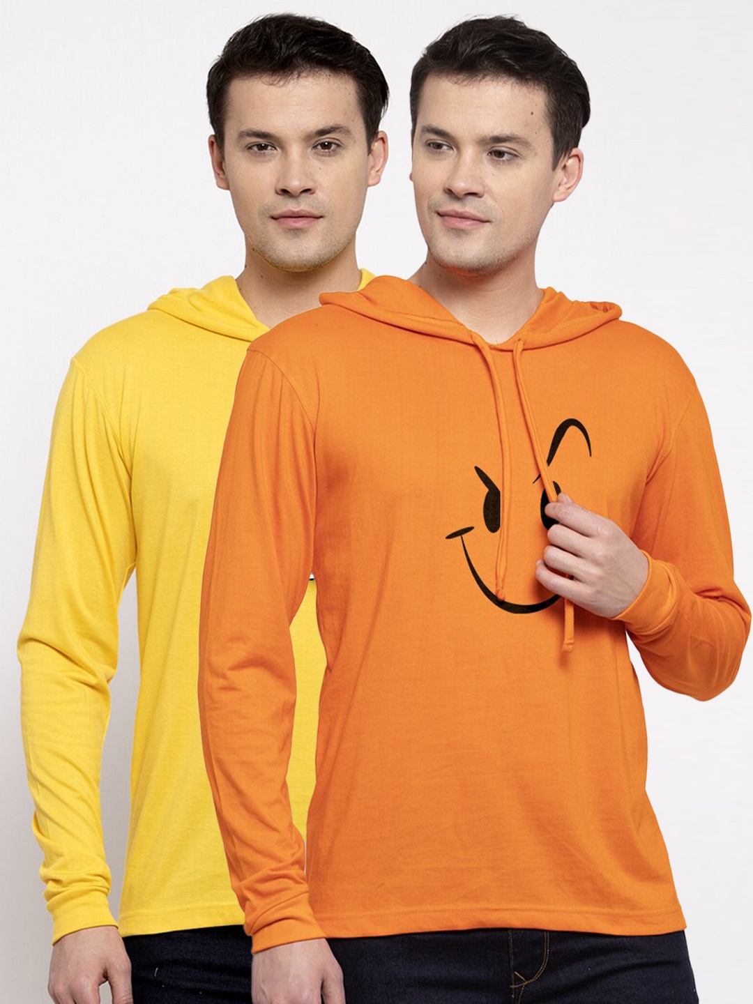 

Friskers Men Pack of 2 Printed Pure Cotton T-shirts, Yellow