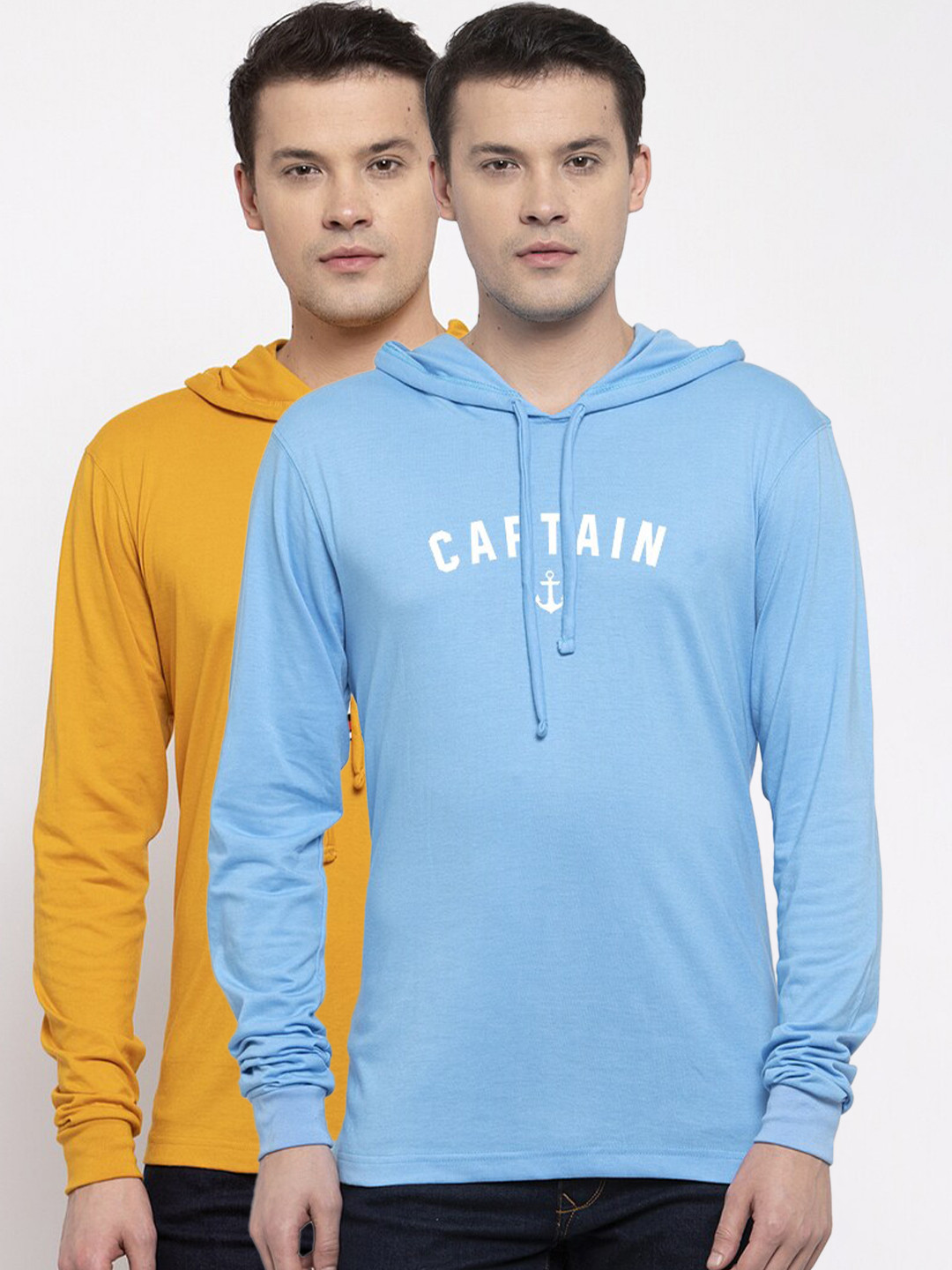 

Friskers Men Pack of 2 Printed Pure Cotton T-shirts, Yellow
