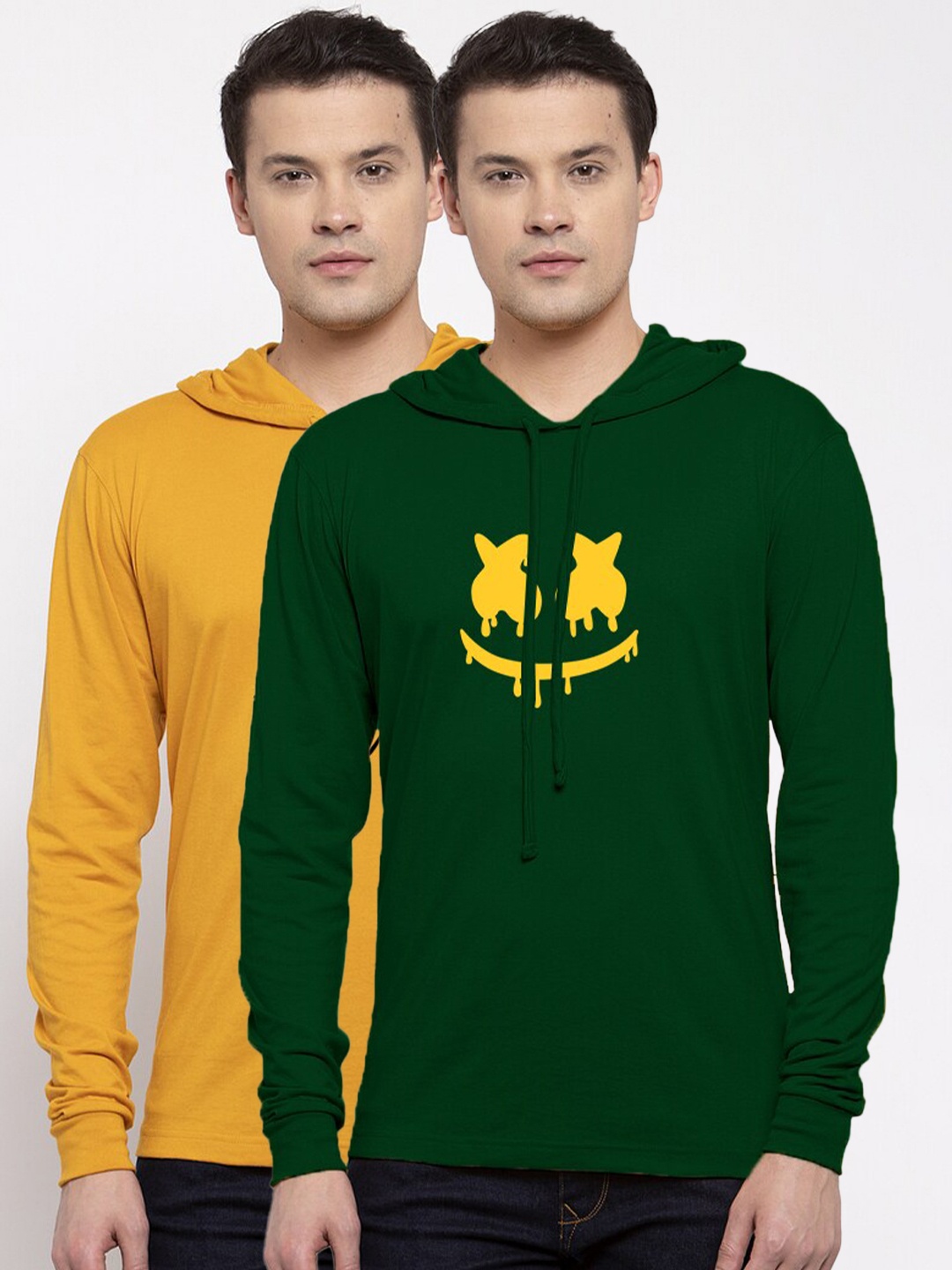 

Friskers Men Pack of 2 Printed Pure Cotton T-shirts, Green
