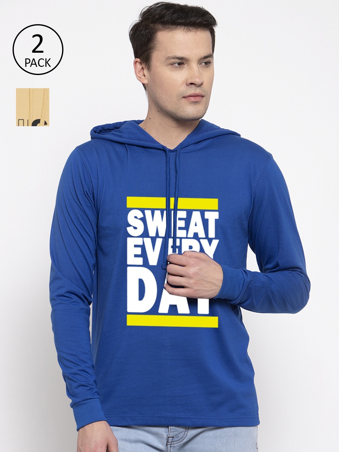 

Friskers Men Blue Typography 2 Printed Pure Cotton Applique T-shirt