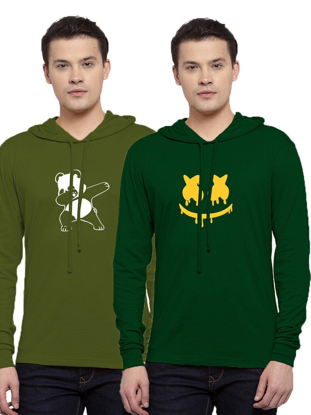 

Friskers Men Pack Of 2 Green Pure Cotton T-shirt