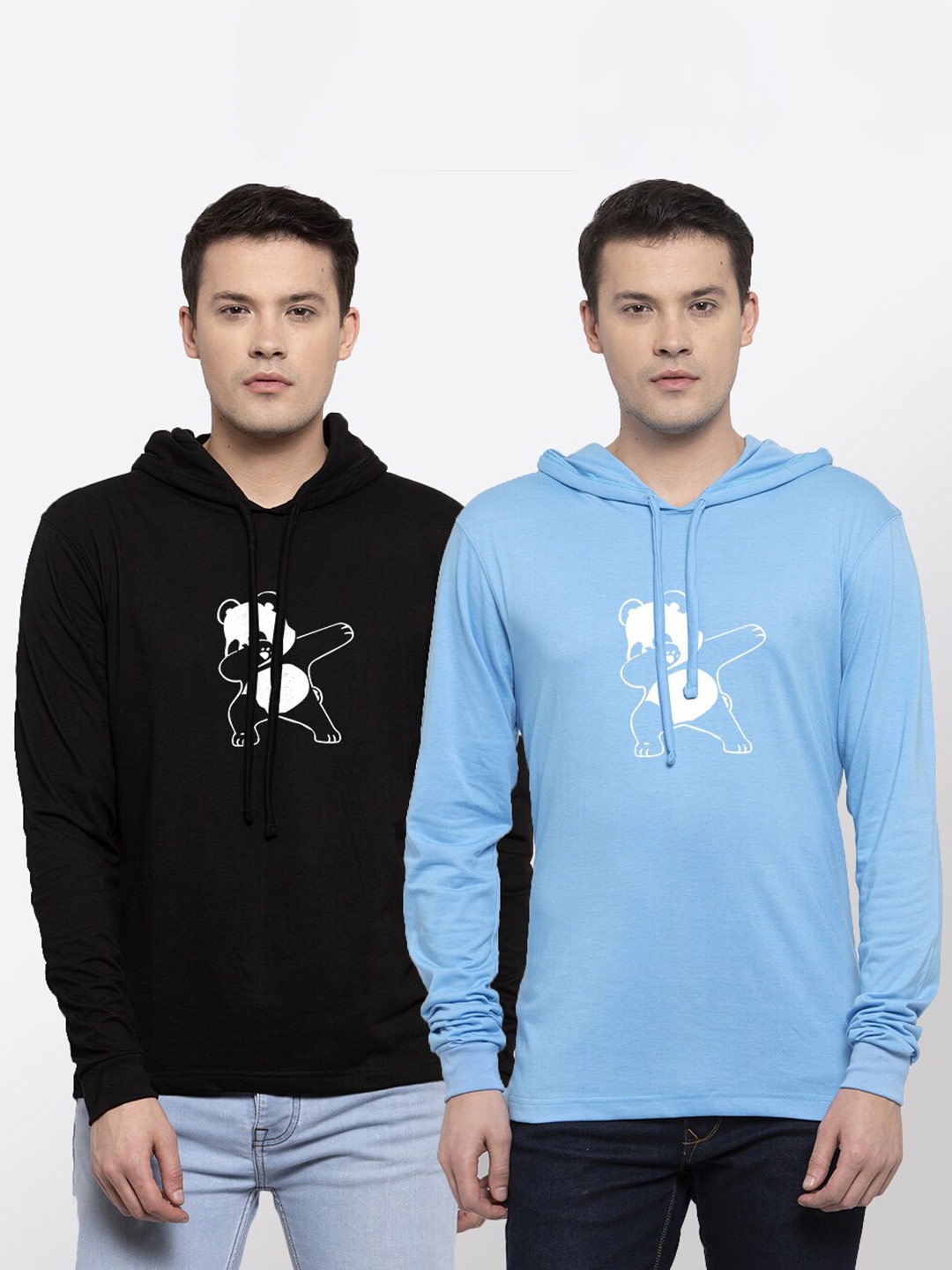 

Friskers Men Pack Of 2 Printed Pure Cotton T-shirt, Black
