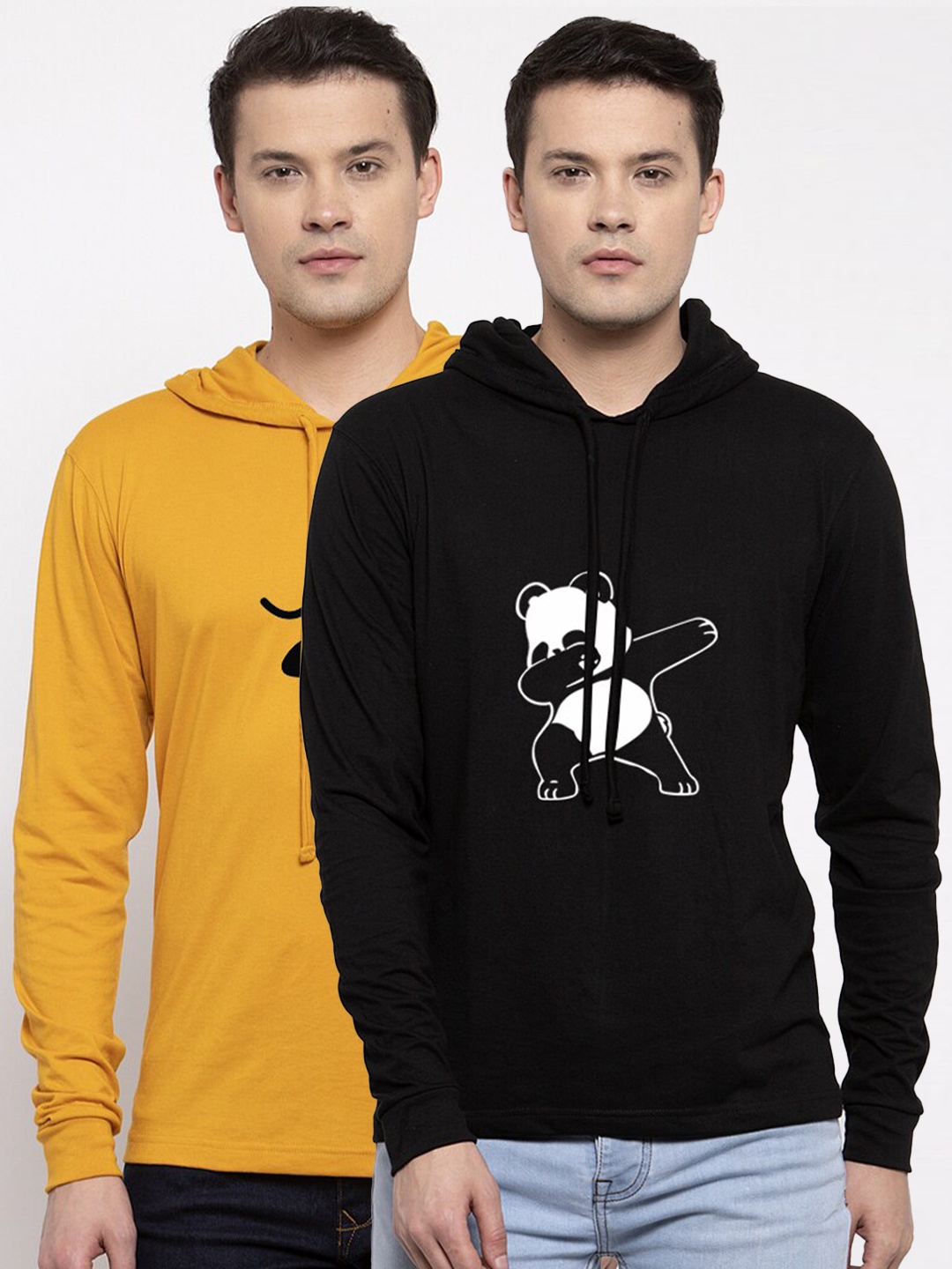 

Friskers Men Pack of 2 Printed Pure Cotton T-shirts, Yellow