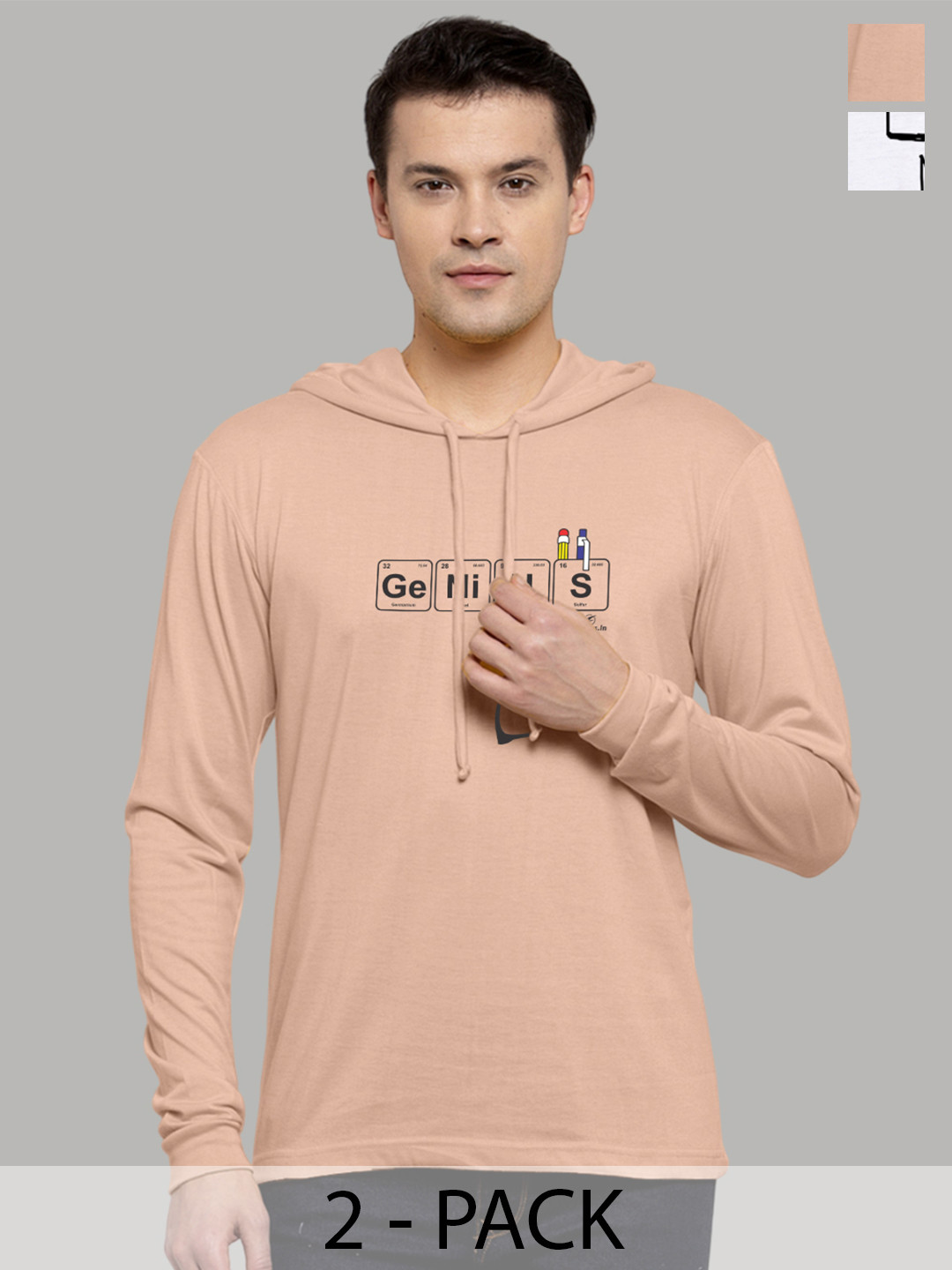 

Friskers Men White Pack Of 2 Printed Pure Cotton Hooded T-shirts