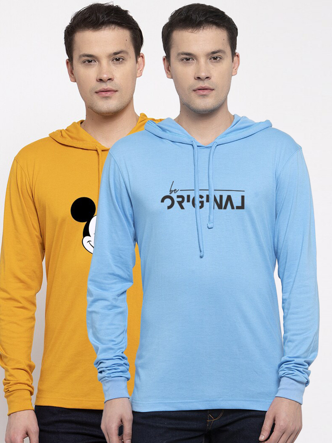 

Friskers Men Pack of 2 Printed Pure Cotton T-shirts, Yellow
