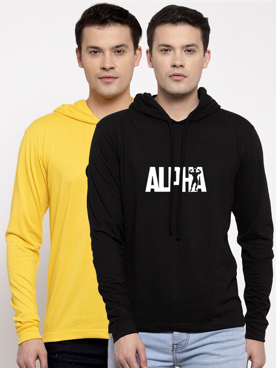 

Friskers Men Pack of 2 Printed Pure Cotton T-shirts, Yellow