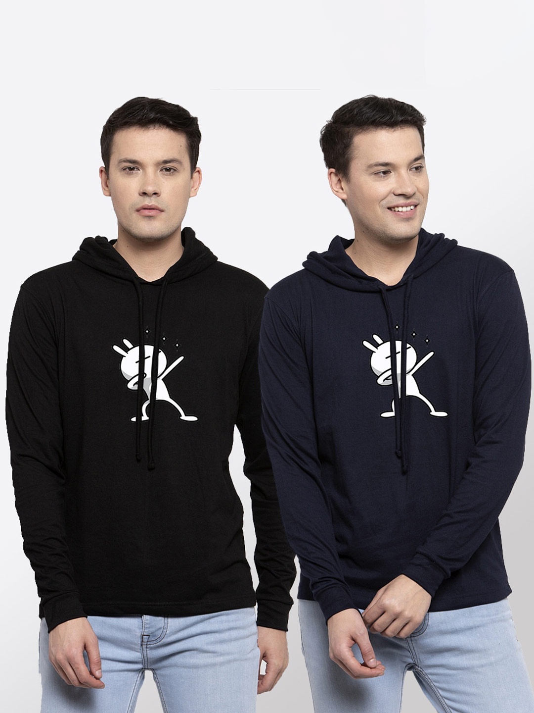 

Friskers Men Pack of 2 Printed Pure Cotton T-shirts, Black
