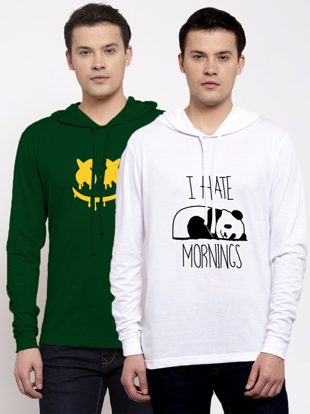 

Friskers Men Pack of 2 Printed Pure Cotton T-shirts, White