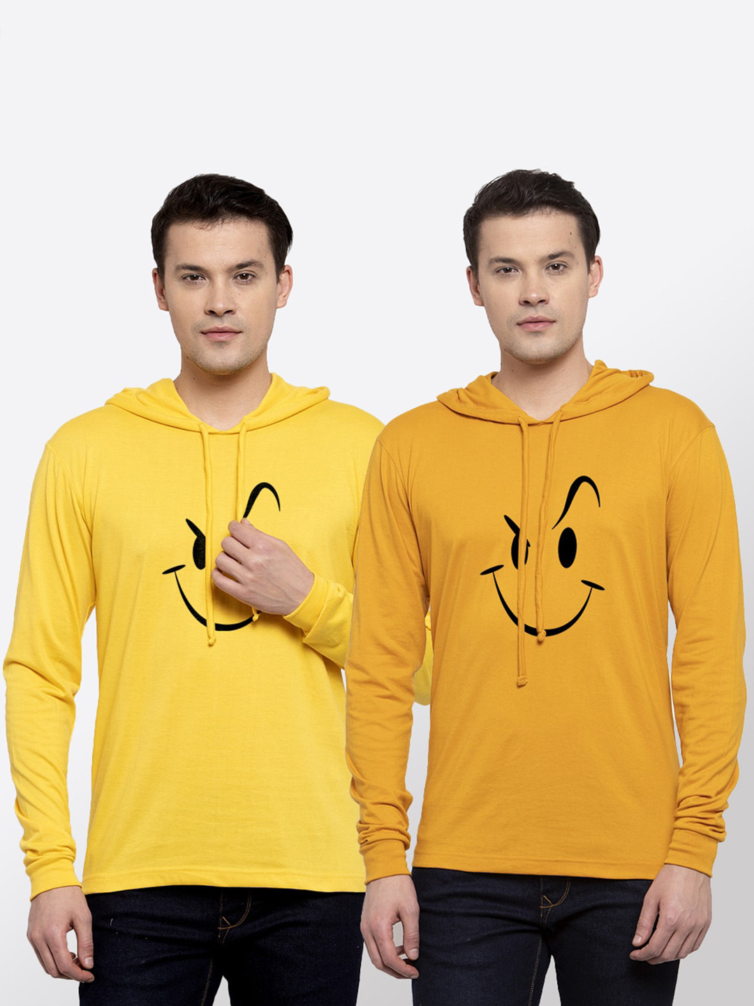 

Friskers Men Pack of 2 Yellow Printed Pure Cotton T-shirts