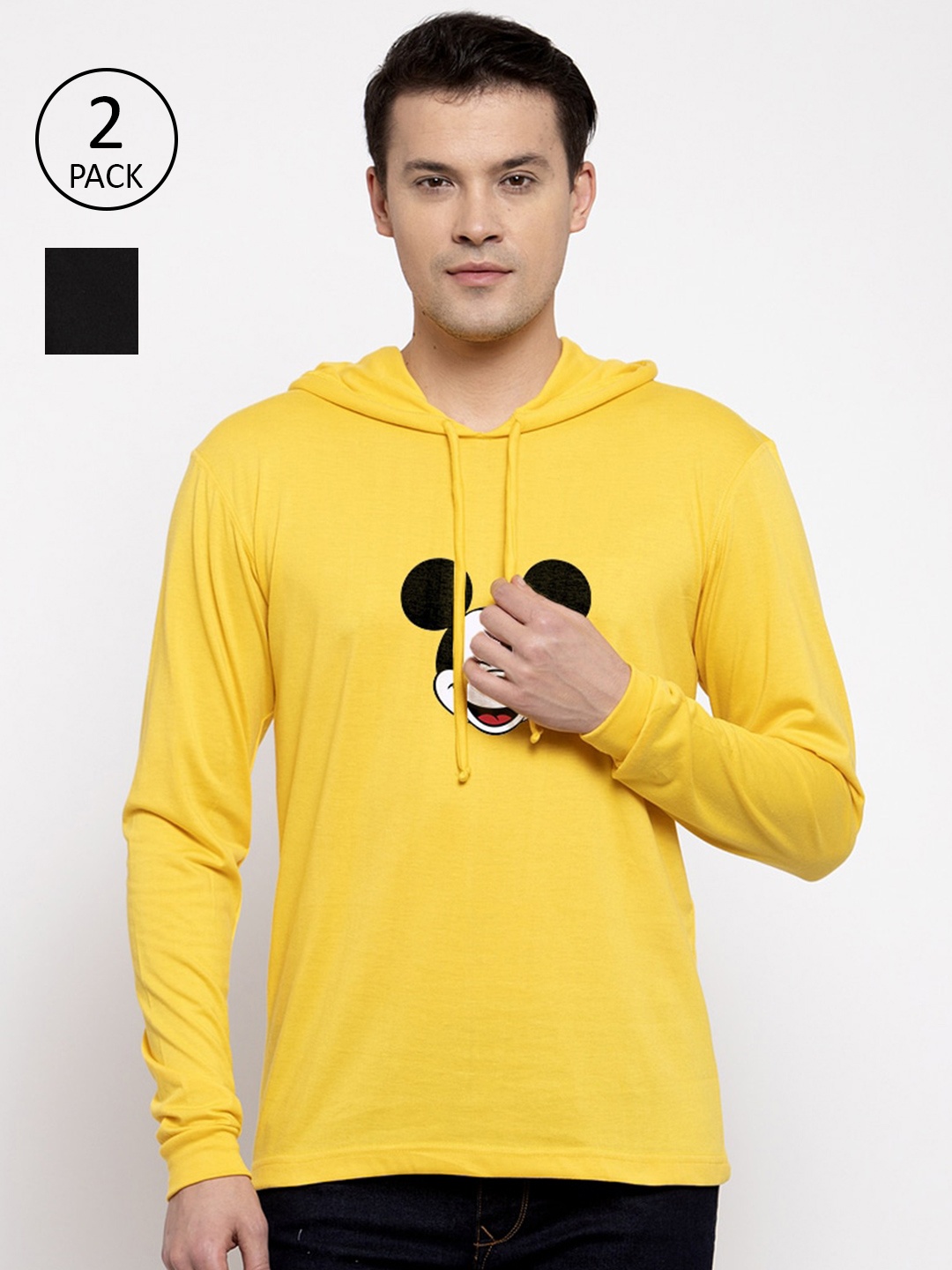 

Friskers Men Pack Of 2 Mickey Mouse T-shirts, Black